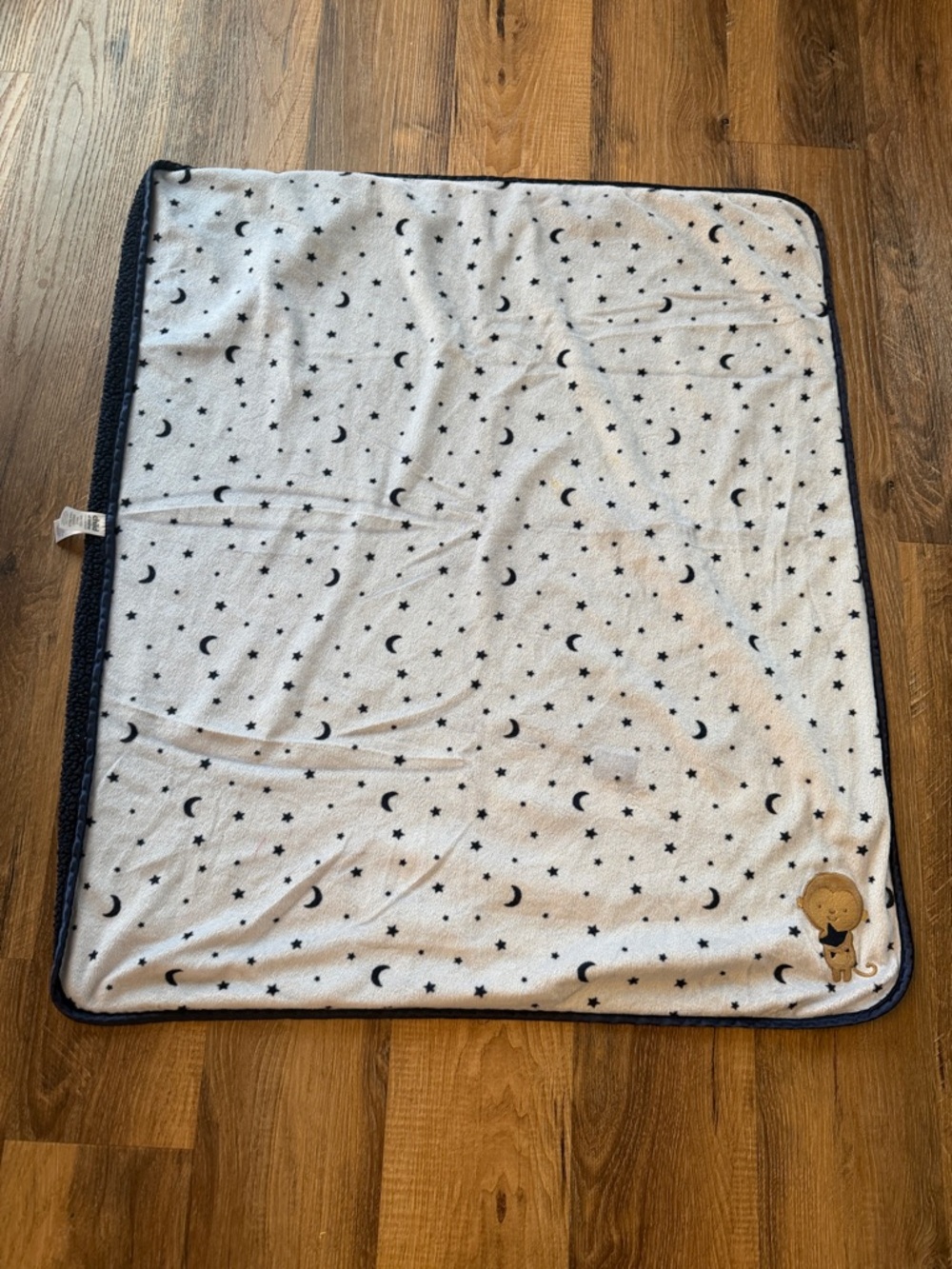 Carters monkey Moon & Stars Baby Blanket - Navy Trim